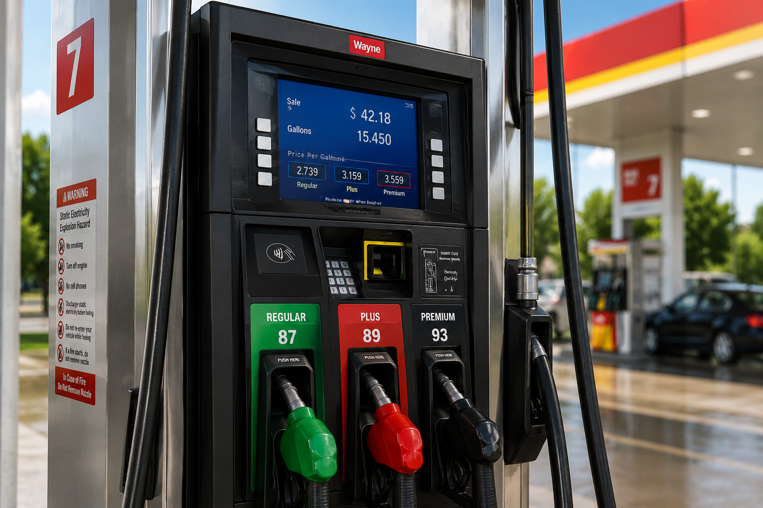 Gas pump screens with anti-glare film