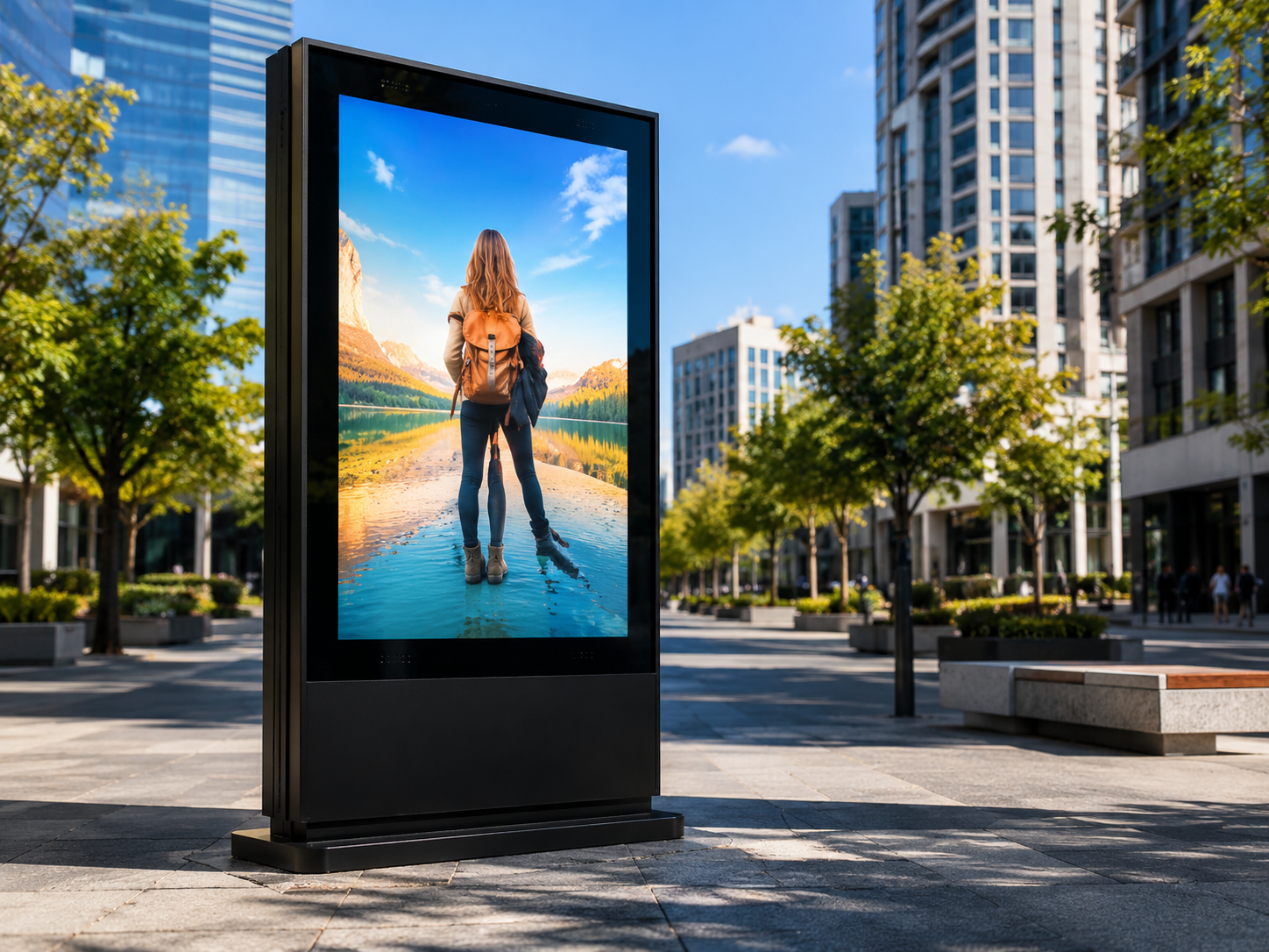 Outdoor displays with anti-glare film