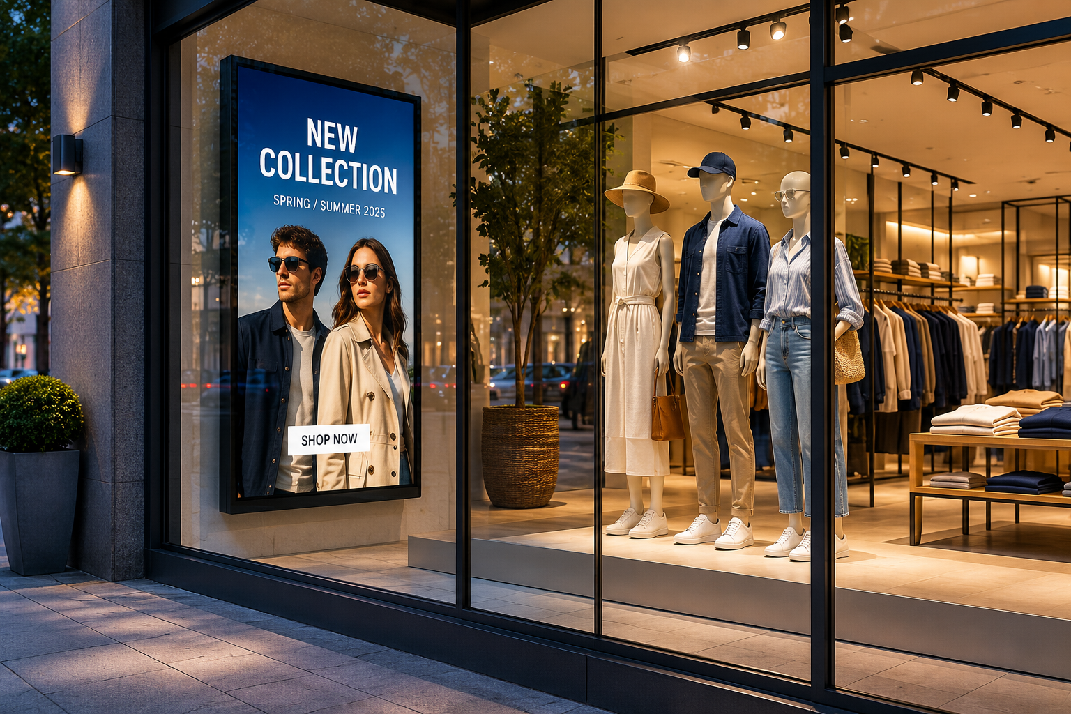 Storefront displays with anti-glare film