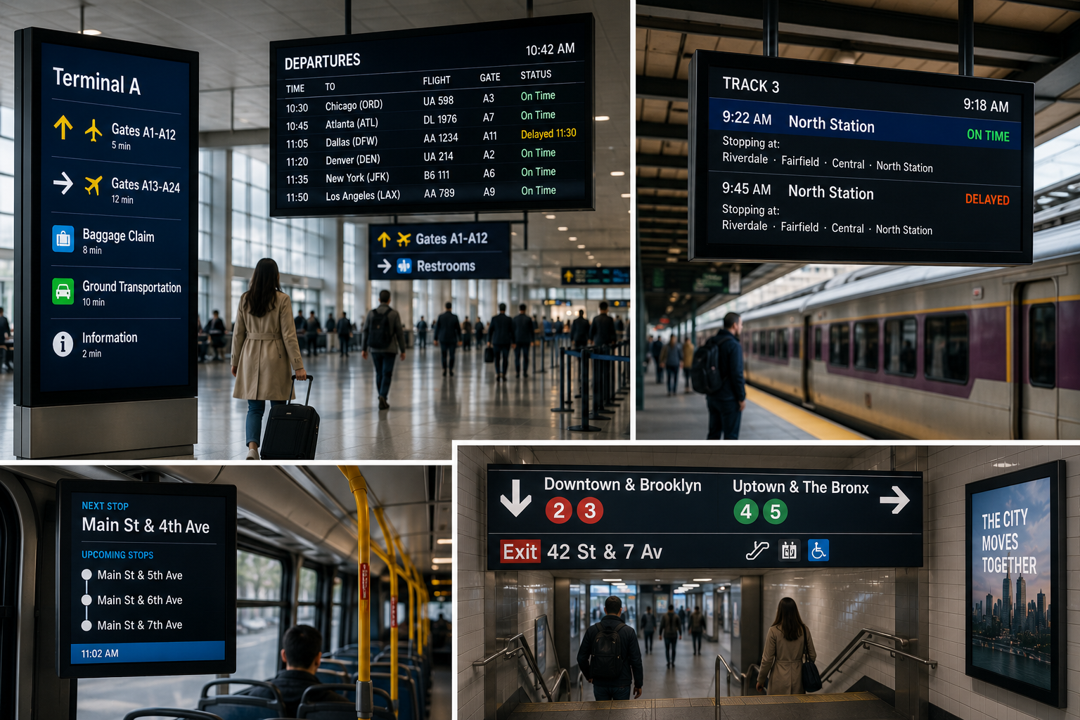 Transportation displays with anti-glare film